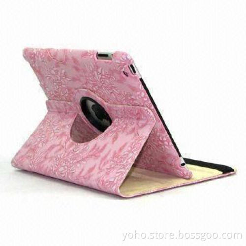 Pink Grape Grain 360 Degree Case for iPad 2 and iPad 3, With Elastic Closure Strap